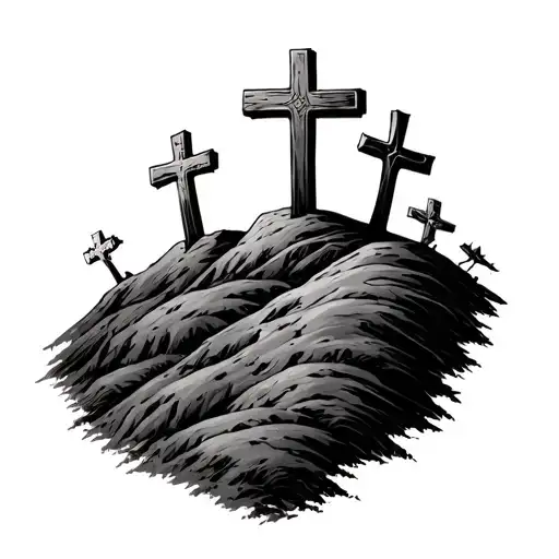3 Crosses On Hill tattoo design idea