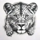 In the hole on the back you can see a lying lion and a lion cub next to him. tattoo design idea