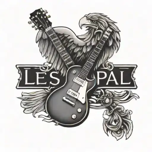 guitar with eagle in the shape of a les paul guitar tattoo design idea