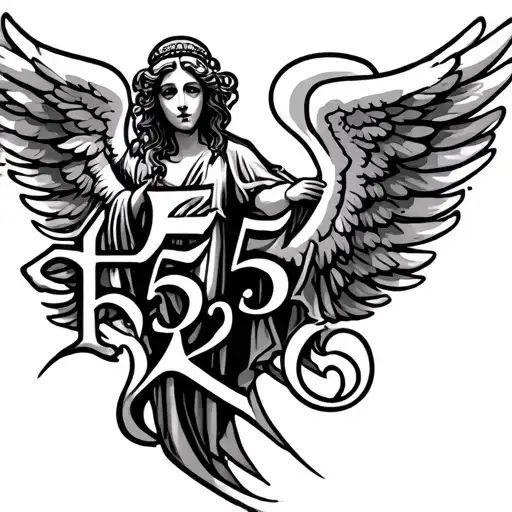 angel number 555 with cross tattoo tattoo design idea