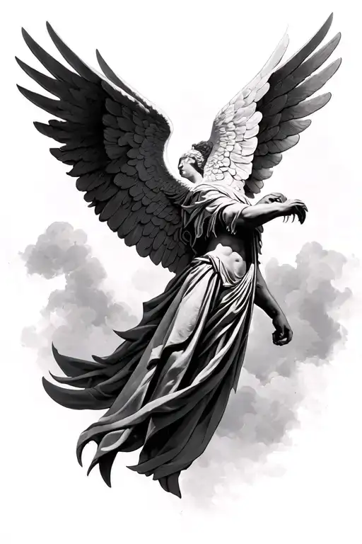São Miguel Archangel Dark Freehand tattoo design idea