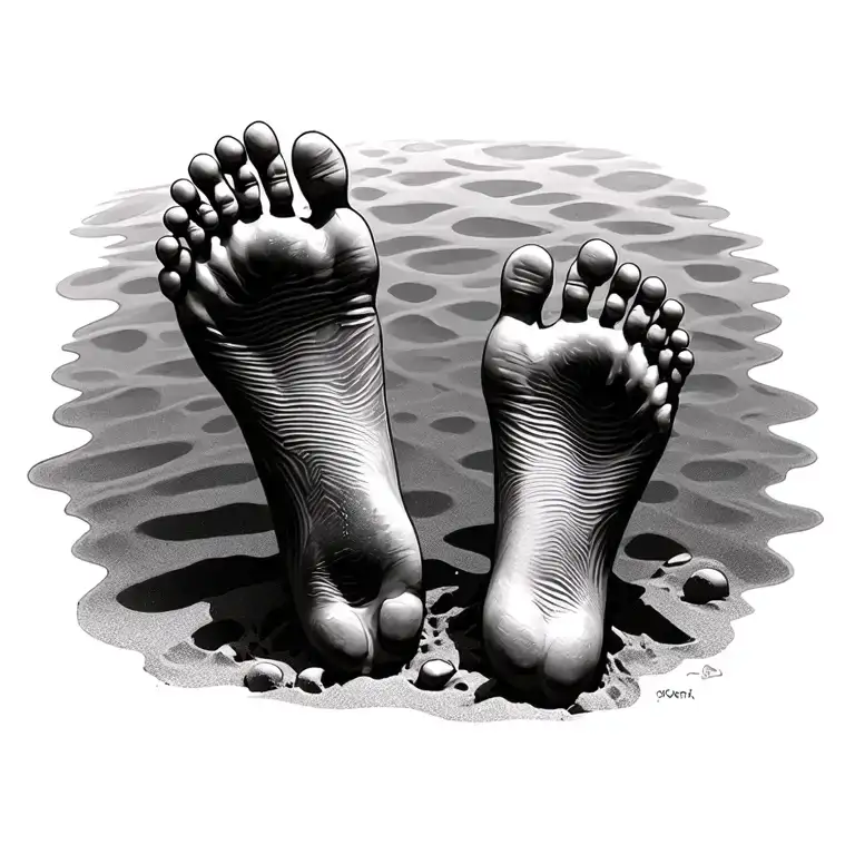 footprints in the sand tattoo design idea