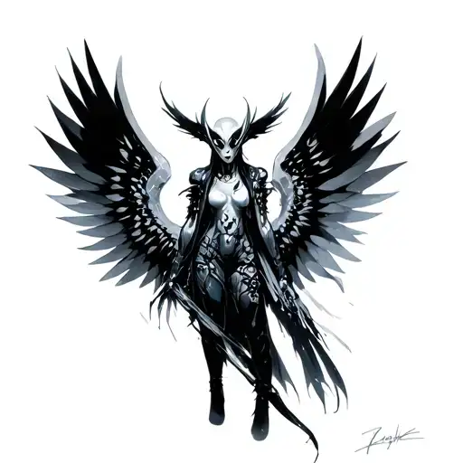 the sandevistan cyberpunk with holographic wings  tattoo design idea