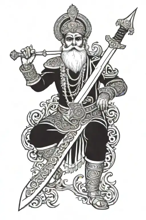 maha raja ranjit singh ji sword tattoo design idea