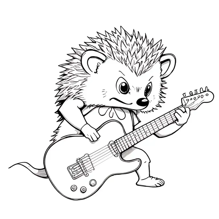hedgehog with electric guitar tattoo design idea