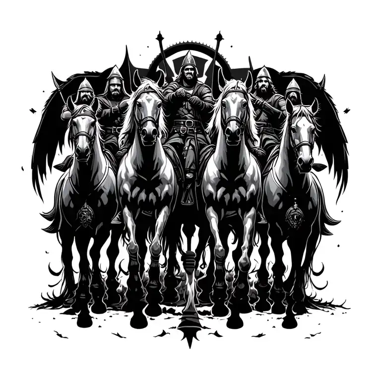 four horsemen of the bible with riders tattoo design idea