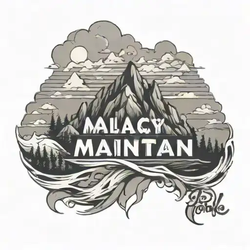 Stanley, Mary, Lisa, Michael, Julie, Edwin, Sebastian, Oliver and Vivian written in the shape of a mountain ra tattoo design idea