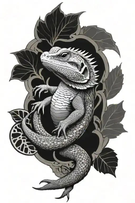sleeve bearded dragon, leopard gecko, tortoise surrounded tattoo design idea