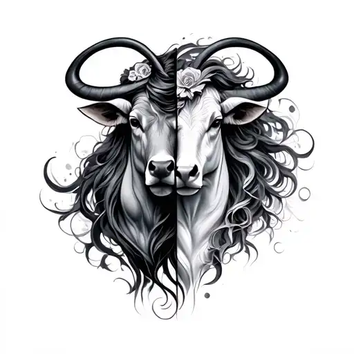Combined Taurus And Aquarius tattoo design idea