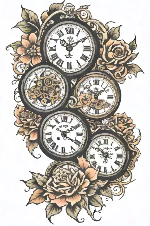 Three Clocks tattoo design idea
