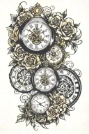 Three Clocks tattoo design idea