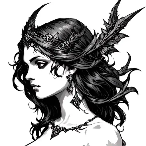 need a sketch of a tattoo of Lilith from Diablo 4 only the head tattoo design idea