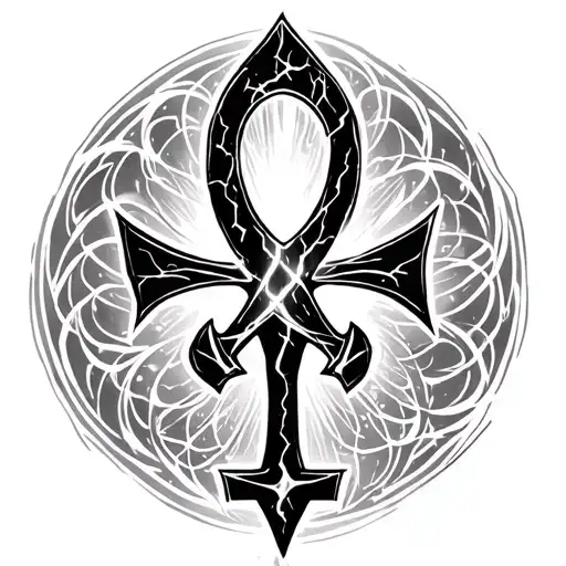 I want a medium to large piece with the name Mariana, an Ankh, Harry Potter lightning bolt tattoo design idea