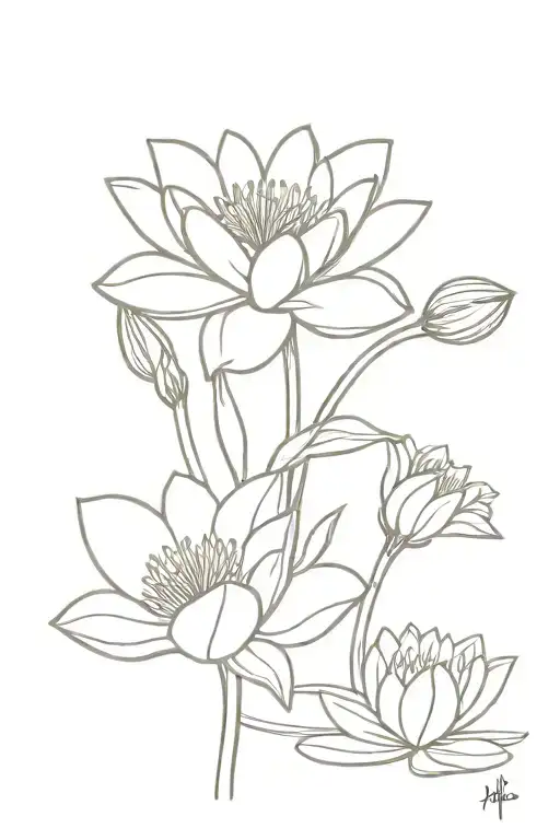 Water Lily And Daffodil tattoo design idea
