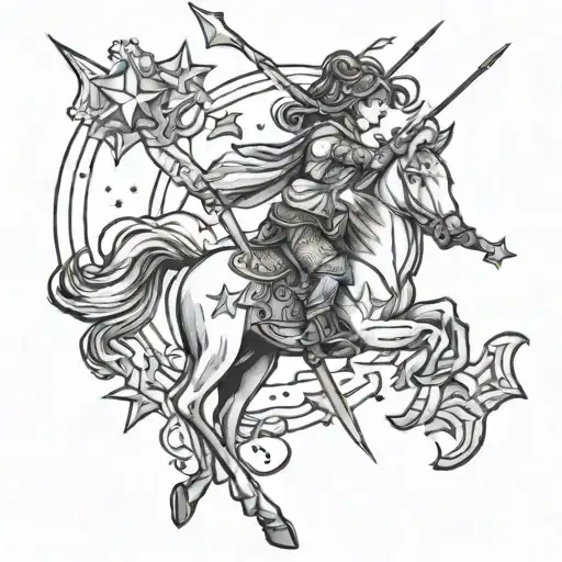 Sagittarius archer shooting stars tattoo design idea