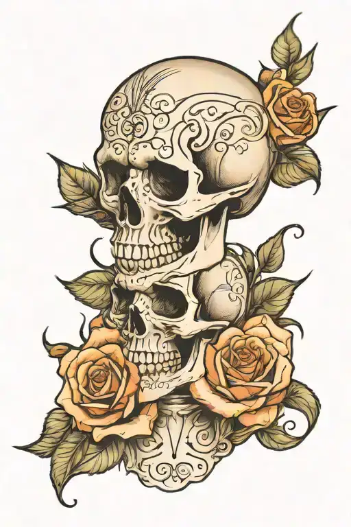 MRB with a rose behide it an to skull fingers  tattoo design idea
