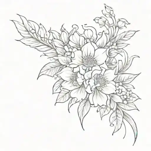 Name on a line with Flower at the top and the name Empress with crown on top of name. Like 2 Flowers not a bush. tattoo design idea