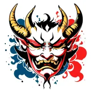 Broken Oni Mask kintsugi tattoo design idea