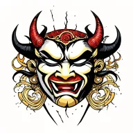 Broken Oni Mask kintsugi tattoo design idea