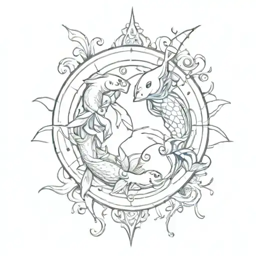 combine the sign of Pisces with the sign of Aries tattoo design idea