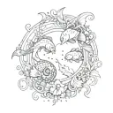 combine the sign of Pisces with the sign of Aries tattoo design idea