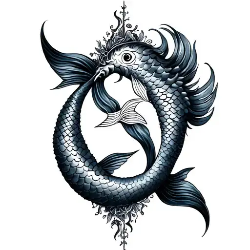 mermaid Virgo and pisces sign mixed together representing tattoo design idea