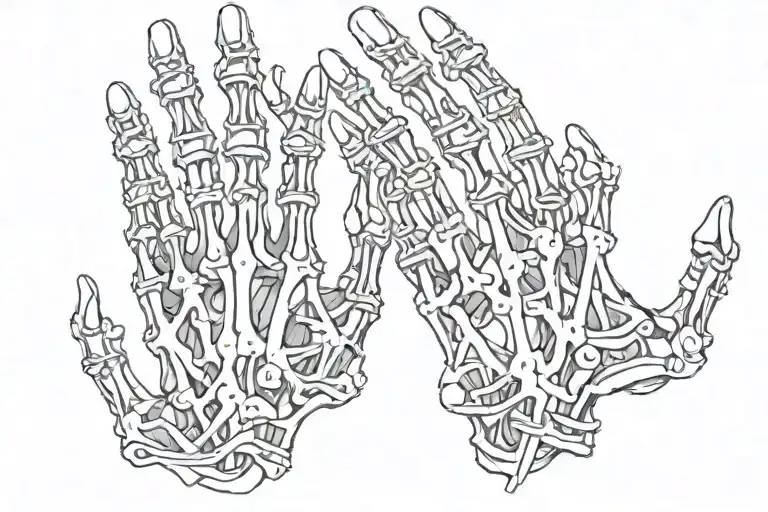 skeleton pray hands tattoo design idea