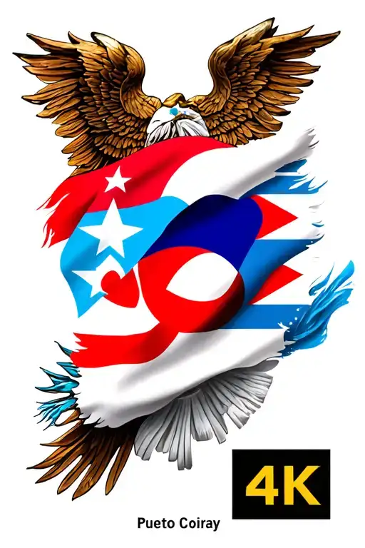 combination of south korean, cuban, argentina and puerto rican flags together tattoo design idea