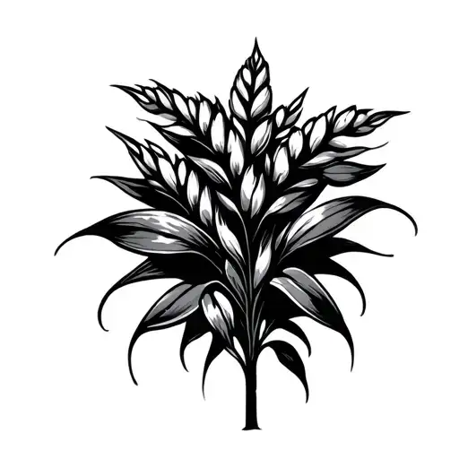 rice plant growing tattoo design idea