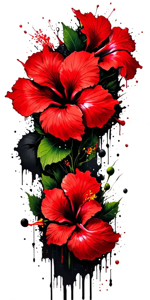 hibiscus, Caribbean island flowers tattoo design idea