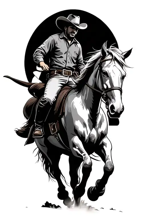 cowboy riding a horse tattoo design idea