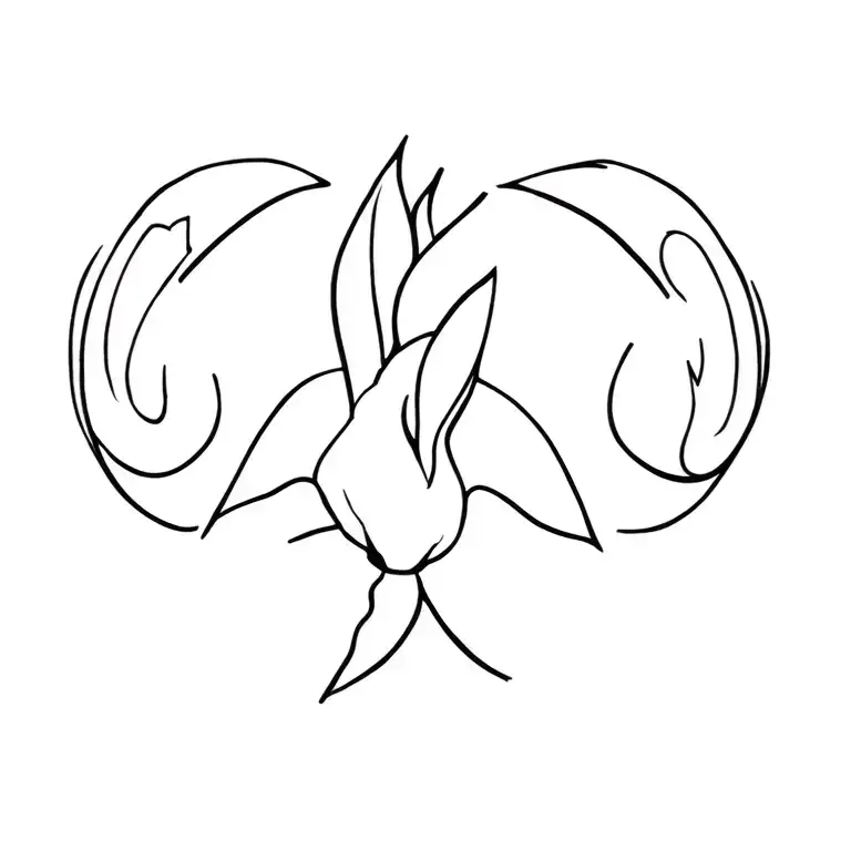 fire rabbit and Aries zodiac sign tattoo design idea