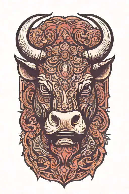 bull head tattoo design idea