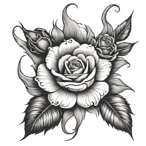 roses fire inside tattoo design idea