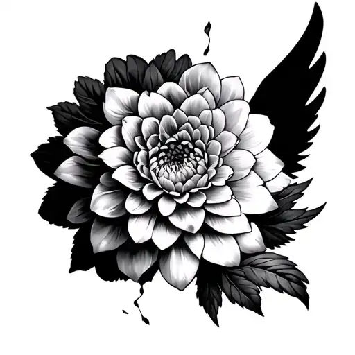dahlia flower feminine broken angel tattoo design idea