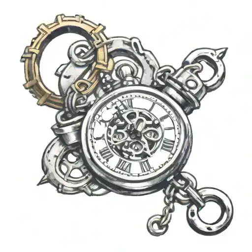 handcuffs, clock,love tattoo design idea