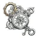 handcuffs, clock,love tattoo design idea