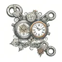 handcuffs, clock,love tattoo design idea