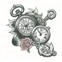 handcuffs, clock,love tattoo design idea