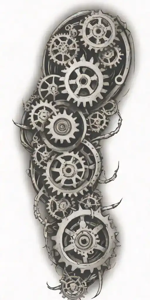 tribals, gears, chain links tattoo design idea