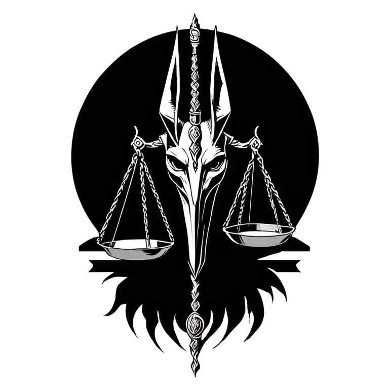 anubis scales of justice  tattoo design idea
