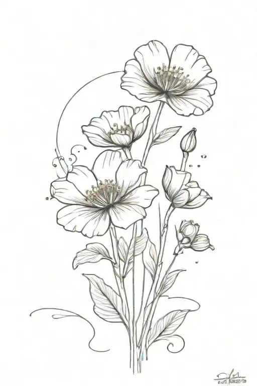 buttercup flowers and sun rays tattoo design idea