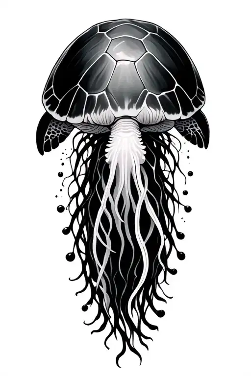 sea turtle, jelly fish tattoo design idea