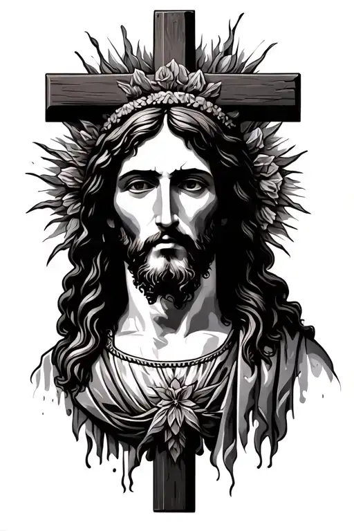 jesus and cross tattoo design idea