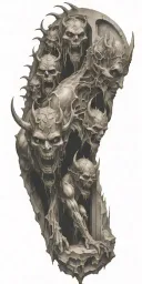 demons trapped in a cathedral realism tattoo design idea