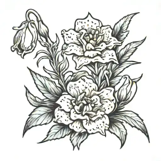 Carnation And Snowdrop together tattoo design idea
