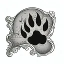 cat paw print with waxing crescent moon tattoo design idea