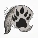 cat paw print with waxing crescent moon tattoo design idea