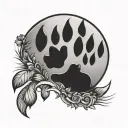 cat paw print with waxing crescent moon tattoo design idea