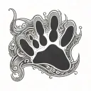 cat paw print with waxing crescent moon tattoo design idea